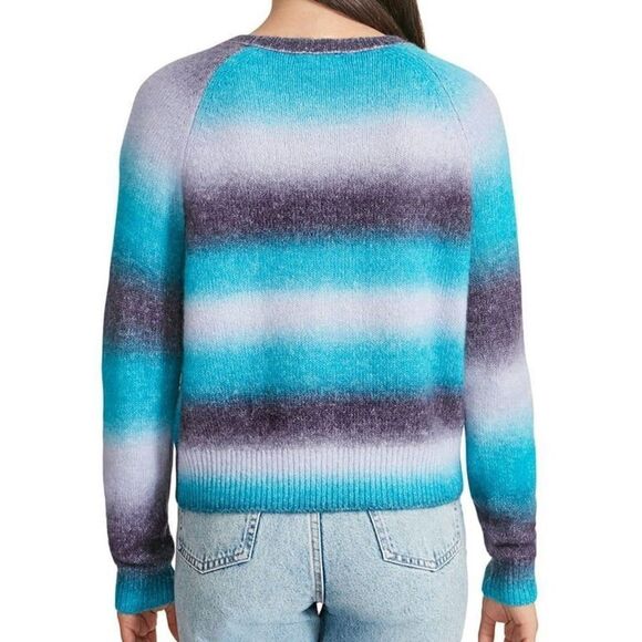 BB Dakota By Steve Madden Wool Blend Ombre Crew Neck Sweater Blue Large - Picture 2 of 9